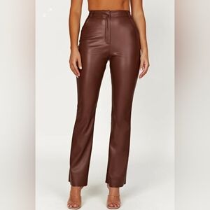 Meshki Faux Leather Brown Pants Size Medium
